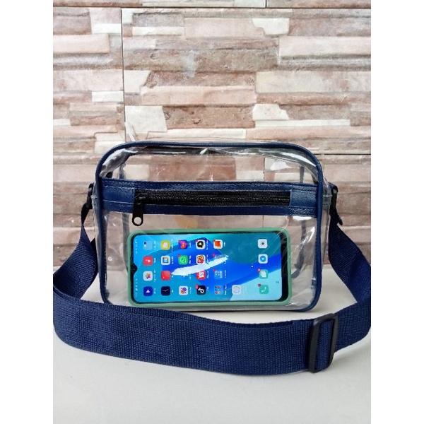 READY! TAS MIKA TRANSPARAN SLEMPANG MODEL TERBARU MIKA TEBAL UKURAN 22X18X8