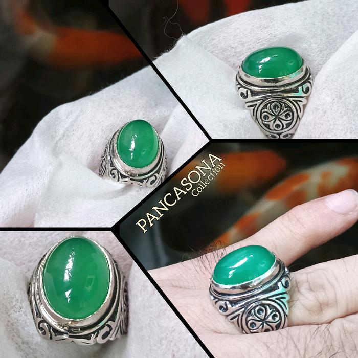 Cincin Batu Akik Ijo Garut Giwang Rasa Bacan Alpaka Ring Model Random alam asli titanium