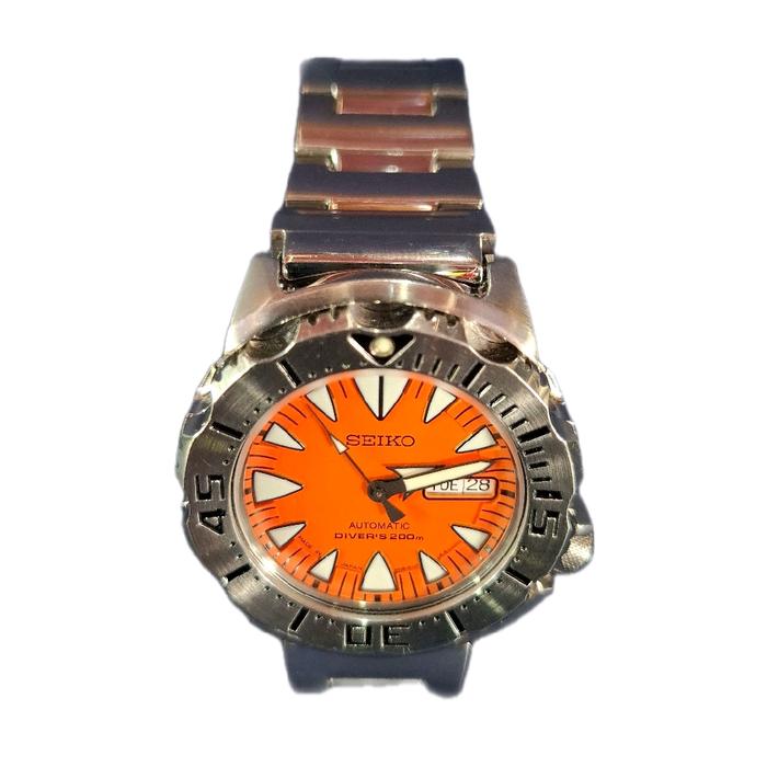 Seiko Jam Tangan Pria Automatic Diver's 200M Monster Gen 2 Fang Orange Dial