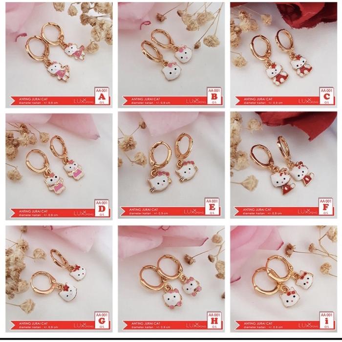 (model HELO KITTY RANDOM) Anting Anak Lucu Imut Perhiasan Imitasi Lapis Emas Anting Xuping Yaxiya Su
