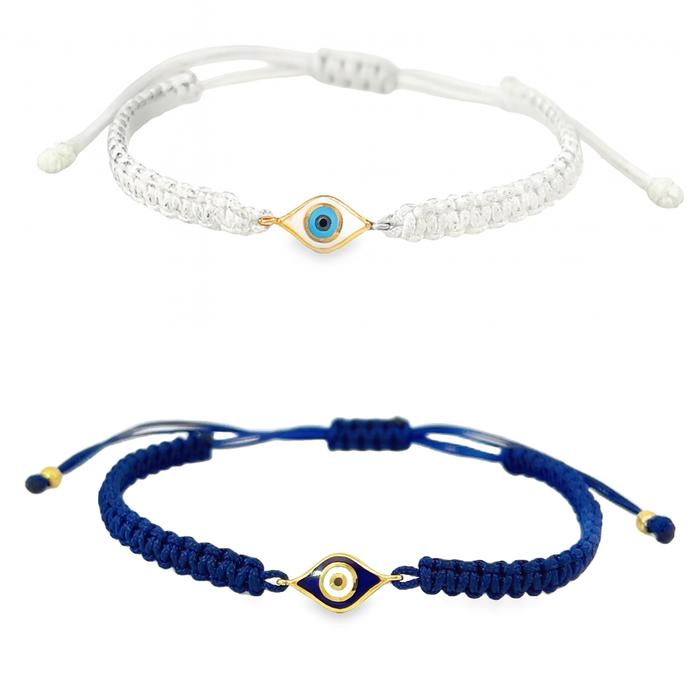 TDA Mini Almond Amulet Evil Eye Bracelet with Free Size Cord Gelang Emas Pria Asli