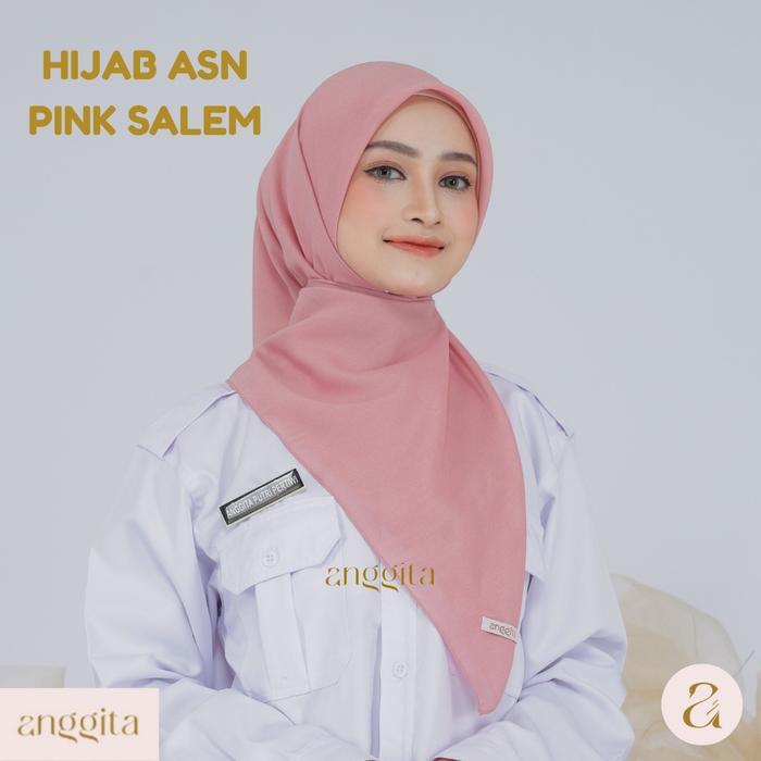 Hijab Segiempat Paris Premium Pink Salem untuk ASN PNS Pegawai PEMDA Jilbab Seragam Dinas