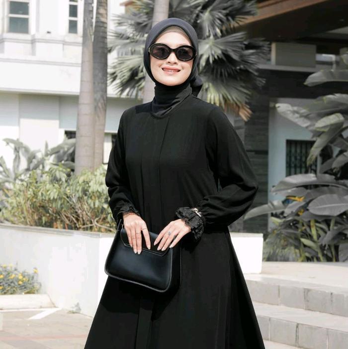 Produk Baru!! - gamis Darby/ dnl ruxury original tangan renda jetblack