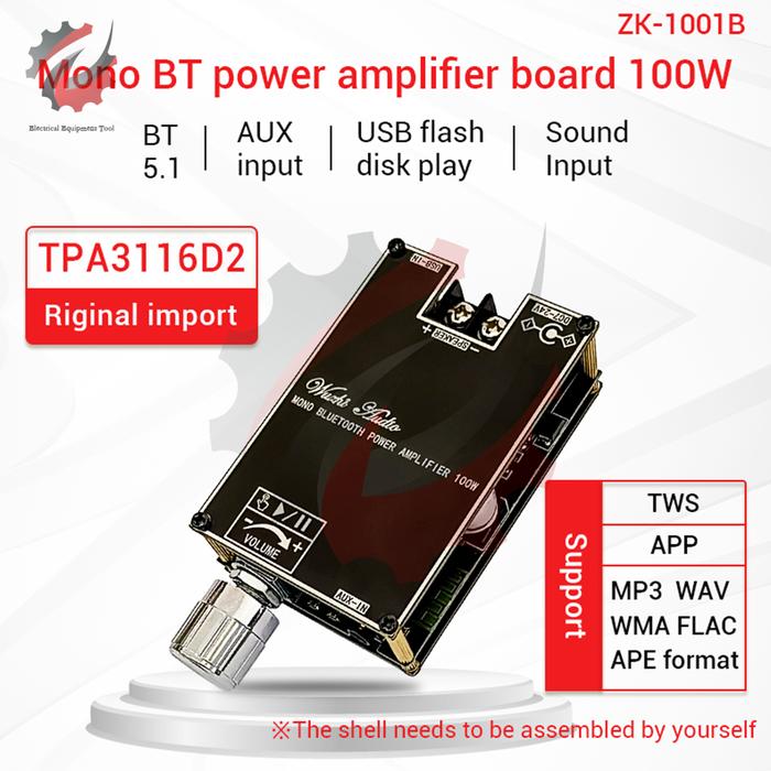 ZK-1001B Mono 100W Bluetooth 5.1 Audio Power Amplifier Module