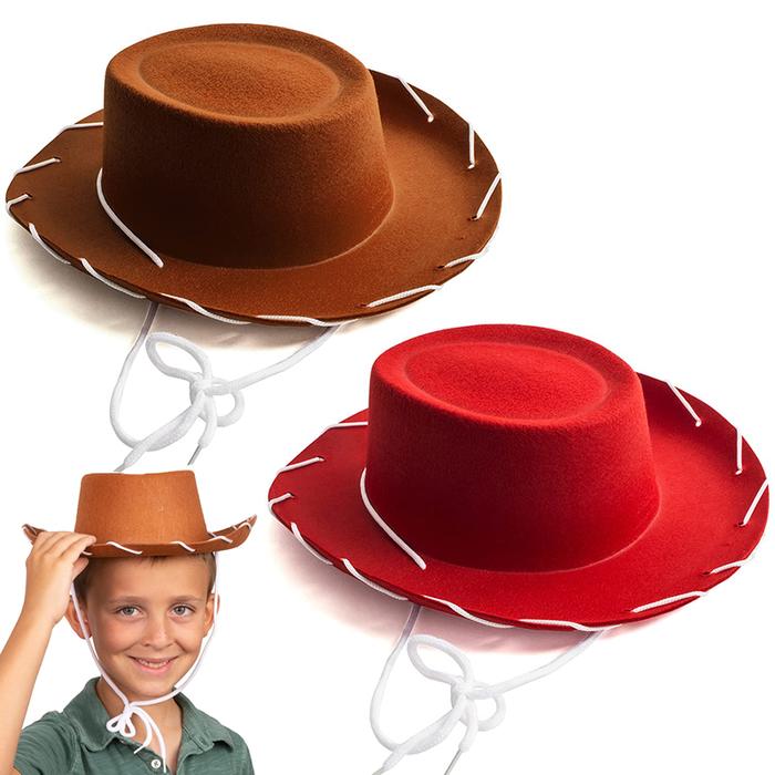 Western Big-brimmed Cowboy Hat Brown Red Rope Cowboy Hat Kids Cosplay Clothing Accessories Props Par