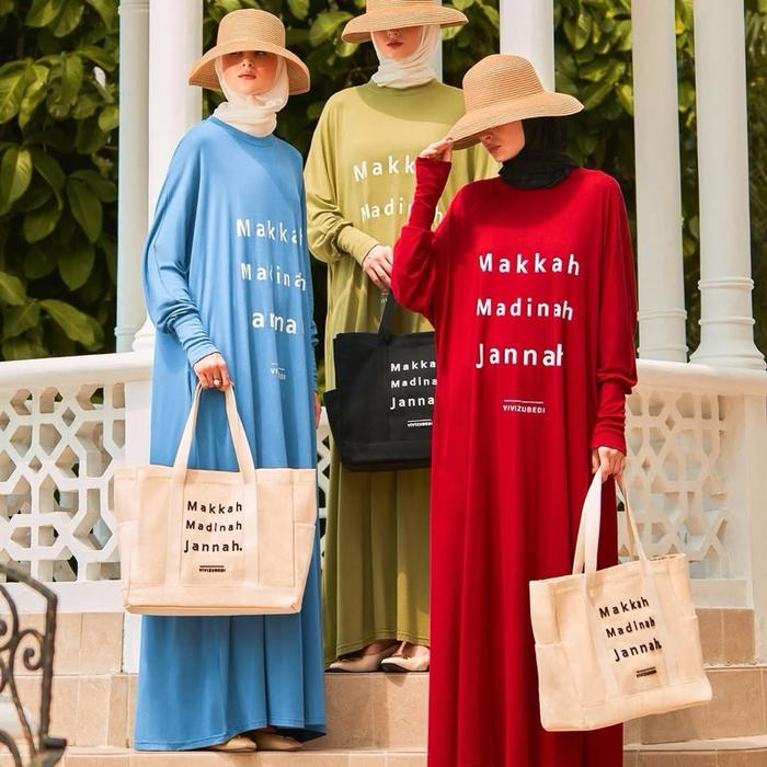 Vivi Zubedi MMJ Dress Mekkah Madinah Jannah Bahan Cotton Bamboo Wanita