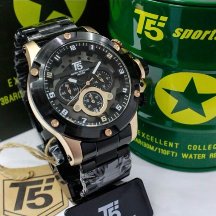 T5 H 3760 jam tangan pria stainless original T5 H 3760 sporty crono aktif / T5 H 3702