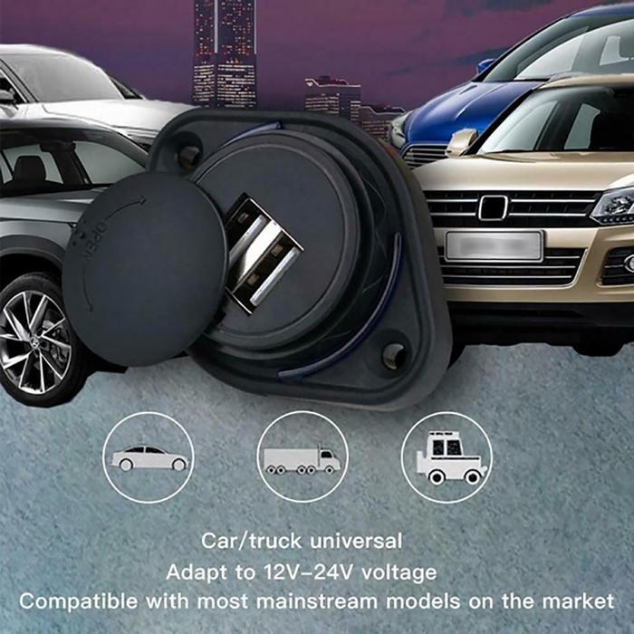 3.1A 12-24V Tutup Geser Bus Mobil Dual USB Port Pengisi