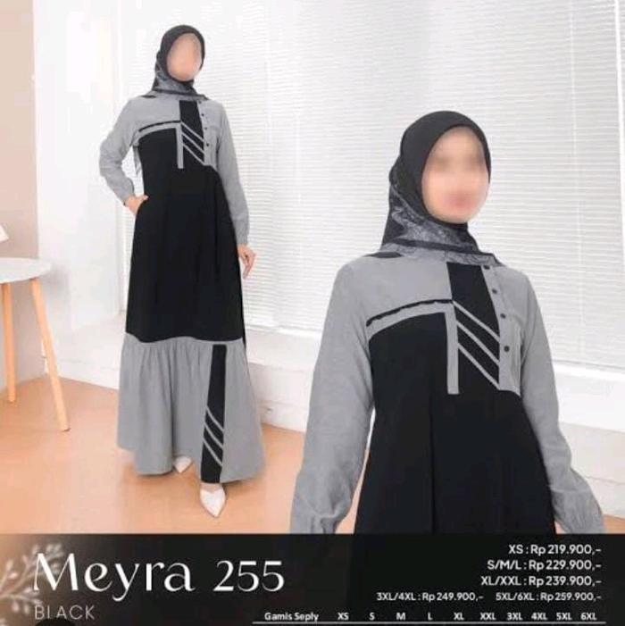 gm meyra 255 black Muslim Wanita Dress
