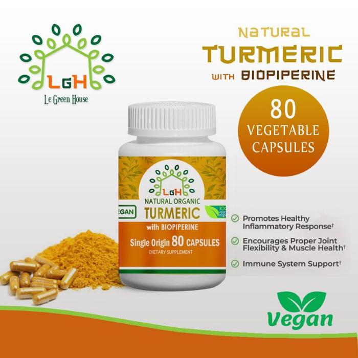 TURMERIC BIOPIPERINE 80 CAPSULES LE GREEN KAPSUL KUNYIT DITAMBAH LADA HITAM