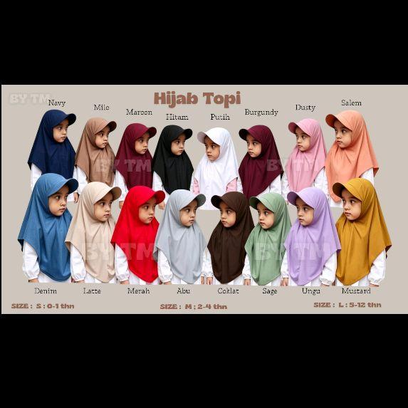 GLORIA HIJAB "jilbab topi anak/ jiltop anak / kerudung bayi modern usia 0-1 tahun/2-4 tahun dan 5-12
