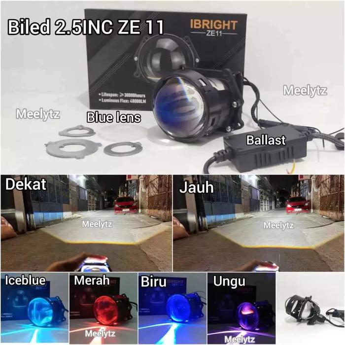 IBRIGHT ZE 11 - Projector Biled 2.5INC Blue Lens Flat Cut Plus Devil Original IBRIGHT