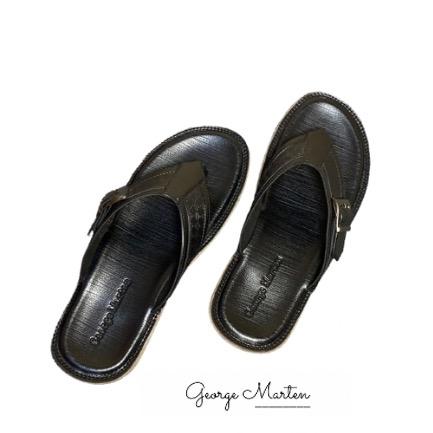 Sendal Hitam Pria George Martin. Sandal sehari hari-Sandal formal