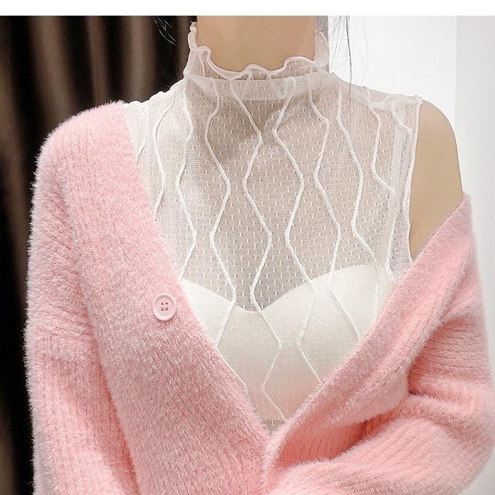 Feelme Kk-527 Crop Lace Mesh Top, Vest Top, Tanktop Kamisol Atasan Lace Renda Dalaman Baju Blouse T
