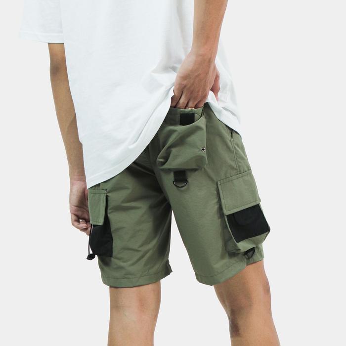 Cosmic Walkshort Pria BARBOUR ARMY Celana Cargo Hitam Casual Fit Stretch Slim