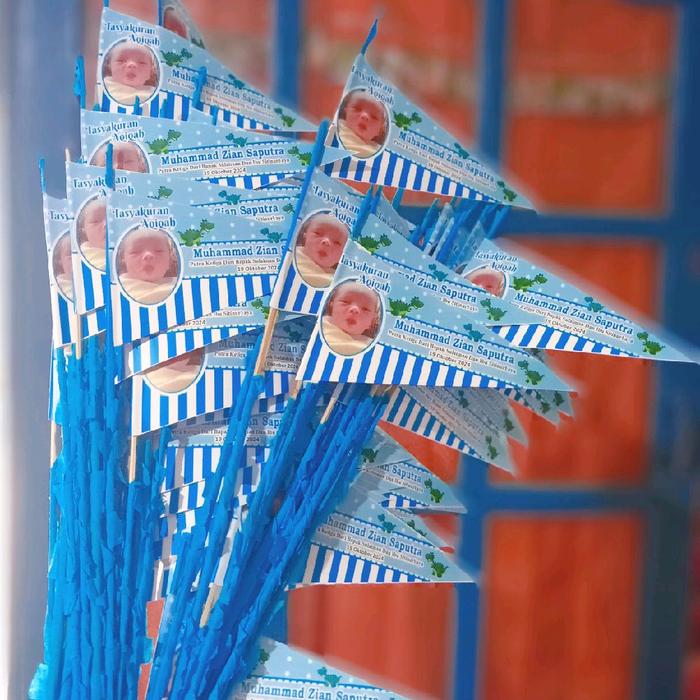 Bendera aqiqah custom foto anak