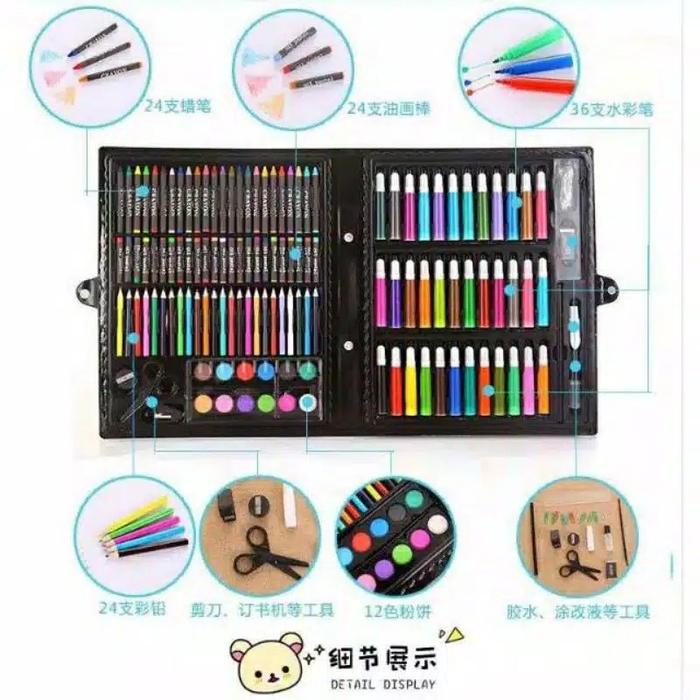 150Pcs Crayon Set Art Set Isi 150 Pcs Pensil Warna Set Anak Crayon Full Set Alat Lukis