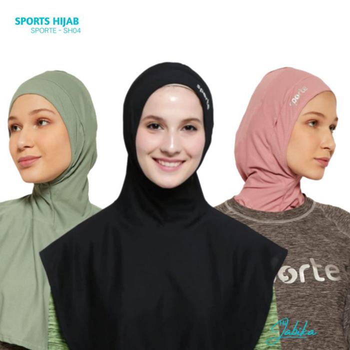 Jilbab Hijab Kerudung Sport Sporty Olahraga Senam Yoga Renang Bersepeda Earphone Sporte SH04 Ap
