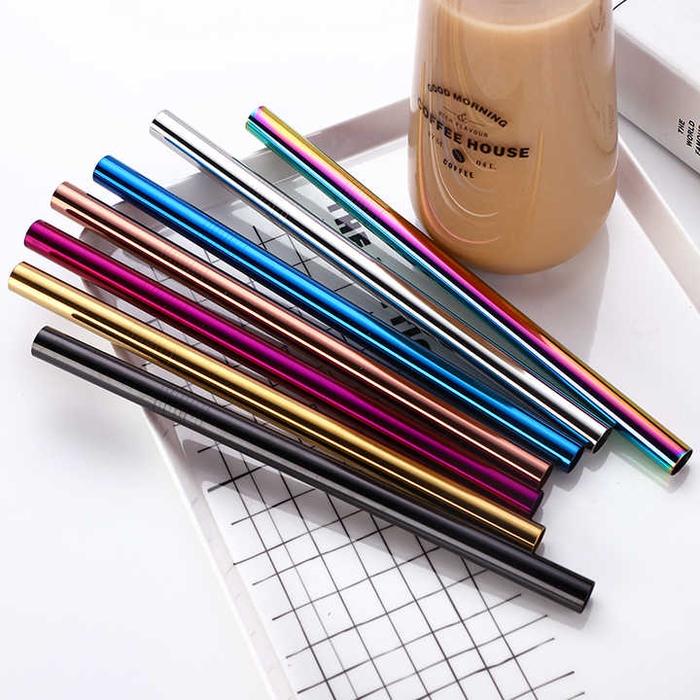 HBM Sedotan Boba Stainless Steel Straw Bubble Sedotan Metal Boba Rainbow