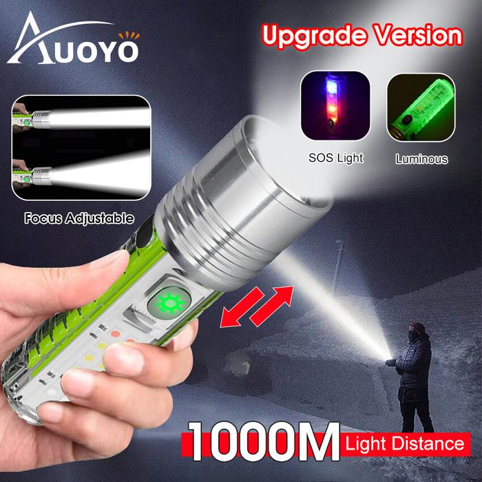 Auoyo Senter Mini LED, Senter Super Terang Genggam Taktis USB Dapat
