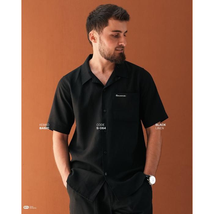 SAMASE Kemko Basic S064 Kemeja Koko Pakaian Atasan Pria Muslim Dewasa Lengan Pendek Samase Official 