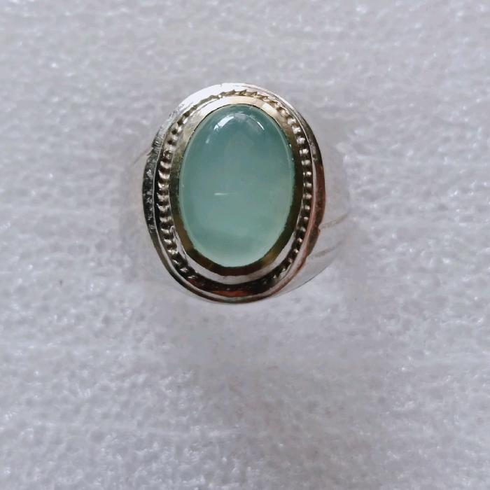 cincin batu akik Hijau garut tembus serat kura ajib