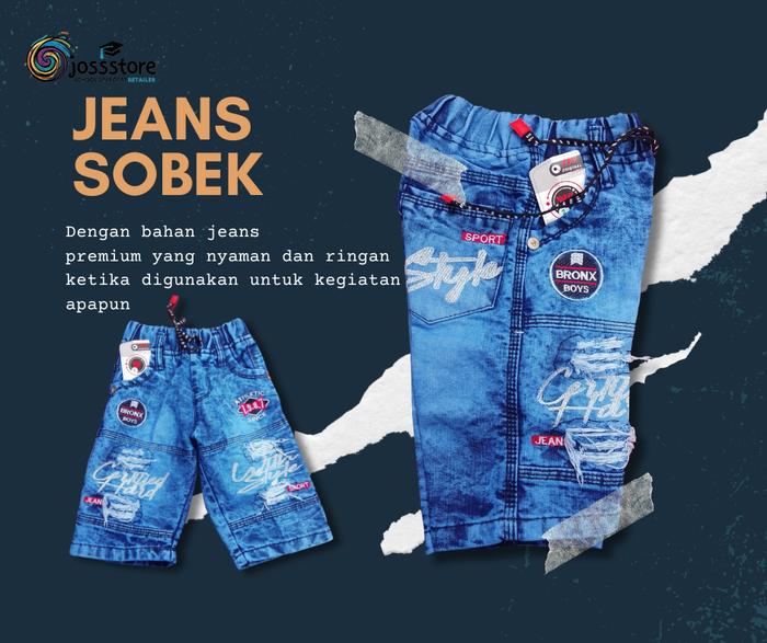 J-6 Celana Jeans Sobek / Celana Jeans Pendek / Celana Jeans Anak / Celana Jeans Pendek Anak Laki Lak