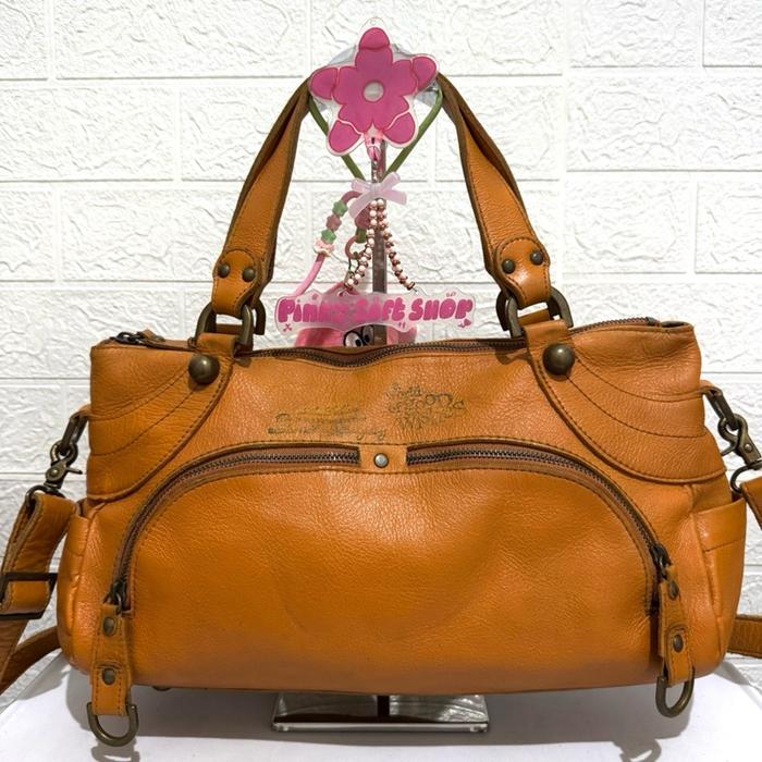 Tas sling bag kulit asli. Tas selempang ensoen. Tas prelop. Coklat tan