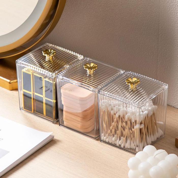 Dispenser kapas Desktop ringan transparan, produk Rumah Tangga penata