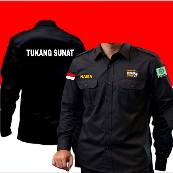 ready stok full bordir kemeja tukang sunat baju tukang sunat seragam tukang sunat pdh tukang sunat k