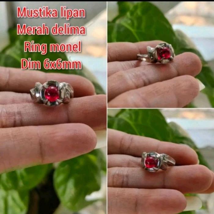 CINCIN WANITA MUSTIKA LIPAN MERAH DELIMA/SIEM RING MONEL CEWEK PUTIH