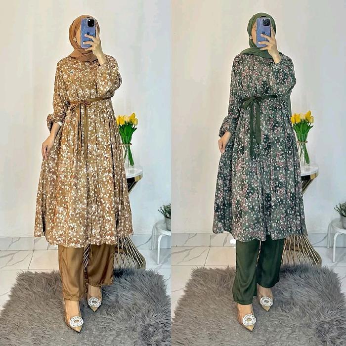 Oneset Long Tunik Setcel Jumbo Oneset Jumbo Setcel Long Tunik Amina Set Amira Set Setcel Terbaru One