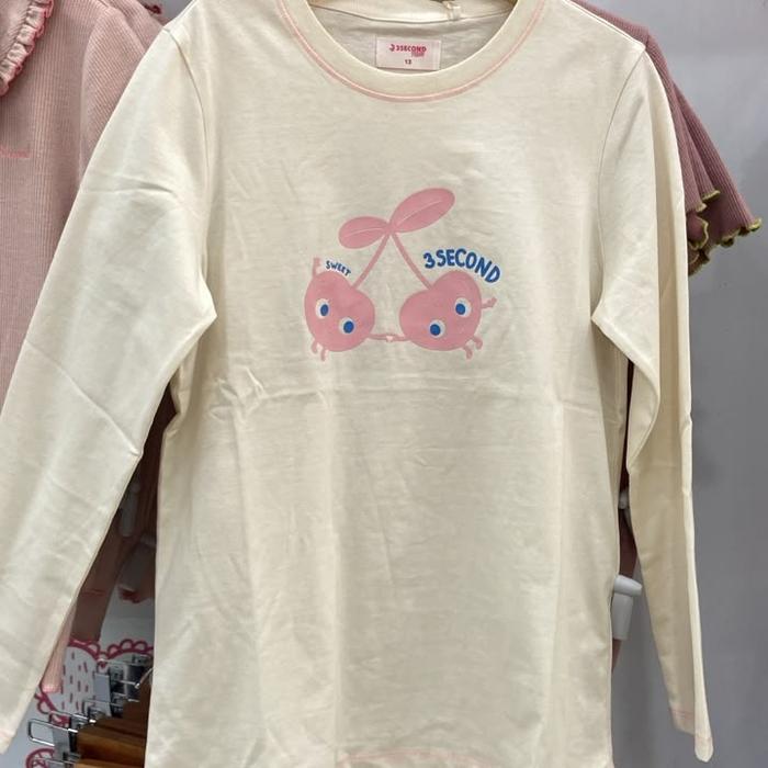 3Second Kids Girl's T-Shirt Long Sleeve Body Fit Lettuce Hem Snowdrop HP-030526