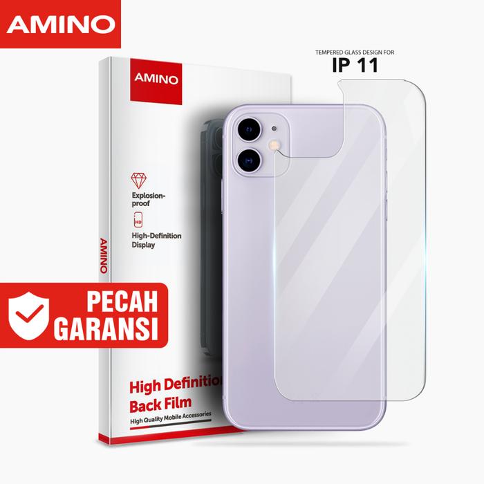AMINO Back Tempered Glass Untuk Iphone 11 Clear Anti Gores Belakang Protector 9H Glass