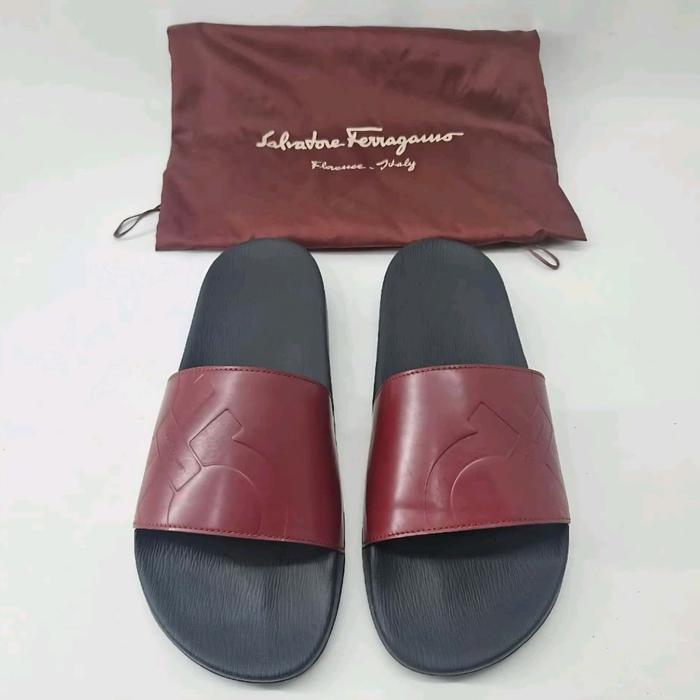 NEW Salvatore Ferragamo Groove Gancini Slide Sandal Original