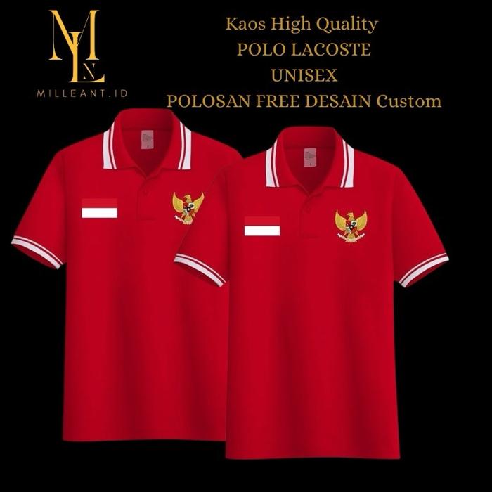Lacoste PE Kaos Polo Premium Custom Pria Wanita Desain DTF Kerah Bahan Porous Polyester Nyaman untuk