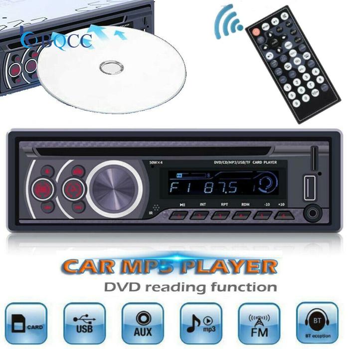1 Din Bluetooth Car Stereo CD VCD DVD Player AUX USB FM Radio