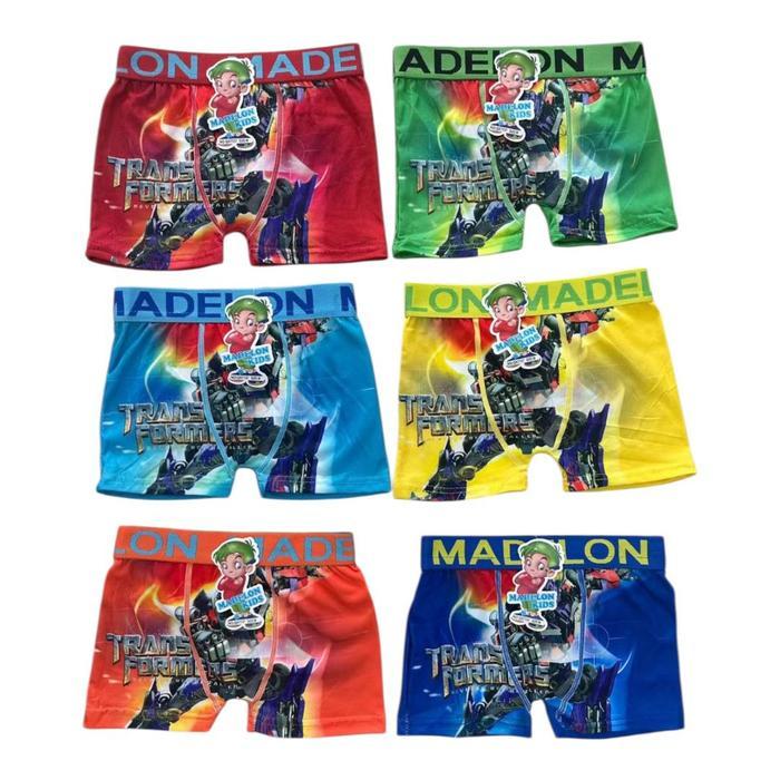 PREMIUM 12 pcs | Boxer Dalaman Anak Laki-Laki Karet Pinggang uk M samai XXL - Boxer Segiempat MADELO