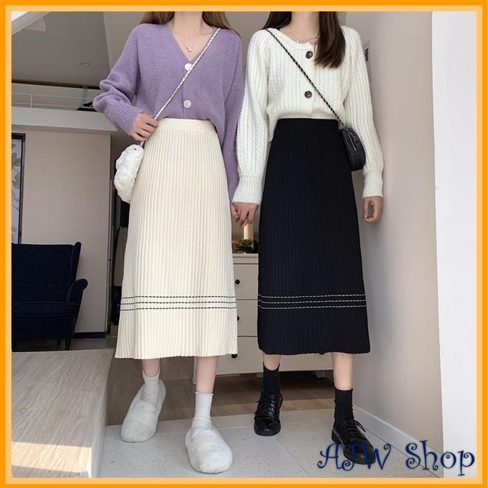 Promo AJW Rok Plisket Span Knit Premium ZAB | Rok Span Lidi Plisket Korean Style Kekinian | Rok Midi