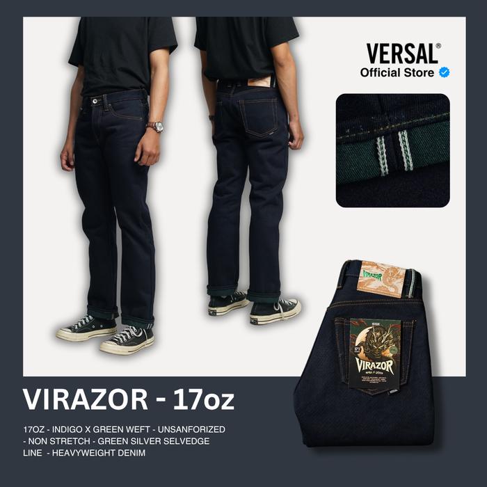 Versal The Finest - NEW VIRAZOR 17oz Indigo × Green Weft Unsanforized Selvedge Denim (Ready Stock)