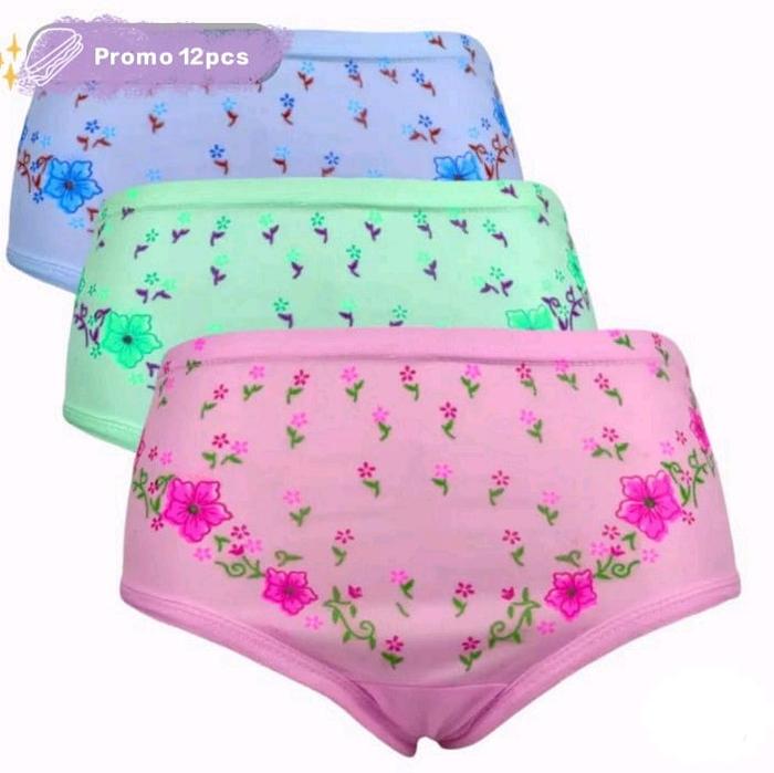 12 Pcs CD Menstruasi Celana Dalam Wanita Bunga Dewasa