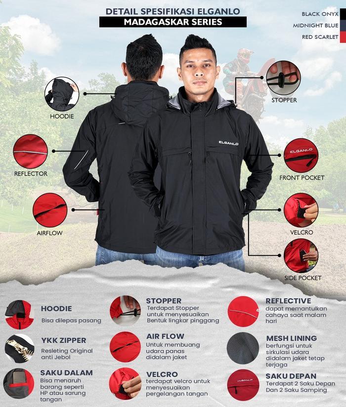 Jaket Pria Windbreakers Motor Harian Touring Adventure Custom Elganlo