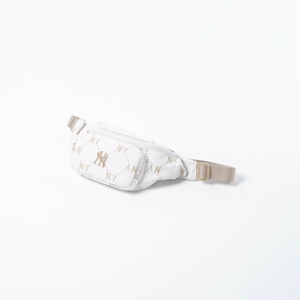 Tas MLB NY MONOGRAM GOLD IVORY WHITE WAIST BAG 100% ORIGINAL - 24X7X16CM