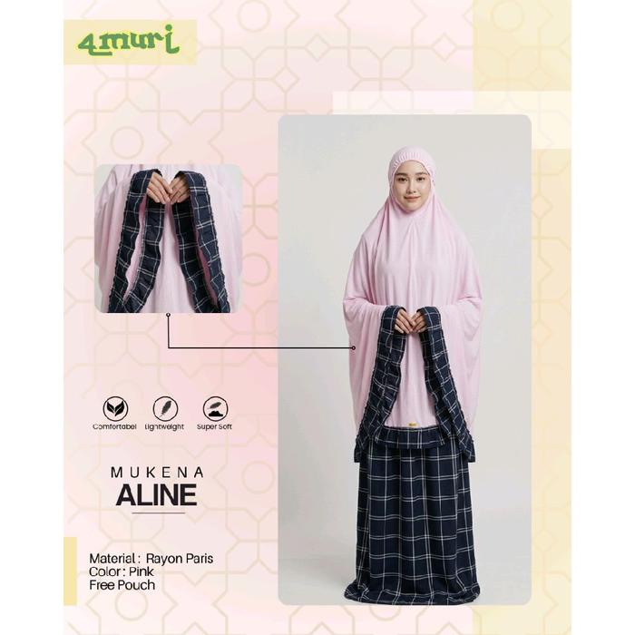 Mukena Aline Rayon Paris Kombinasi Motif Kotak Premium | Adem, Ringan, Super Soft + Free Pouch
