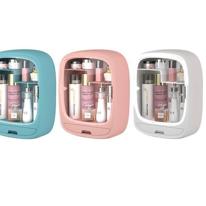 Rak Kosmetik Gantung Oval Tempat Make Up Organizer Kotak Makeup Plastik Kamar Mandi Storage Tempel D