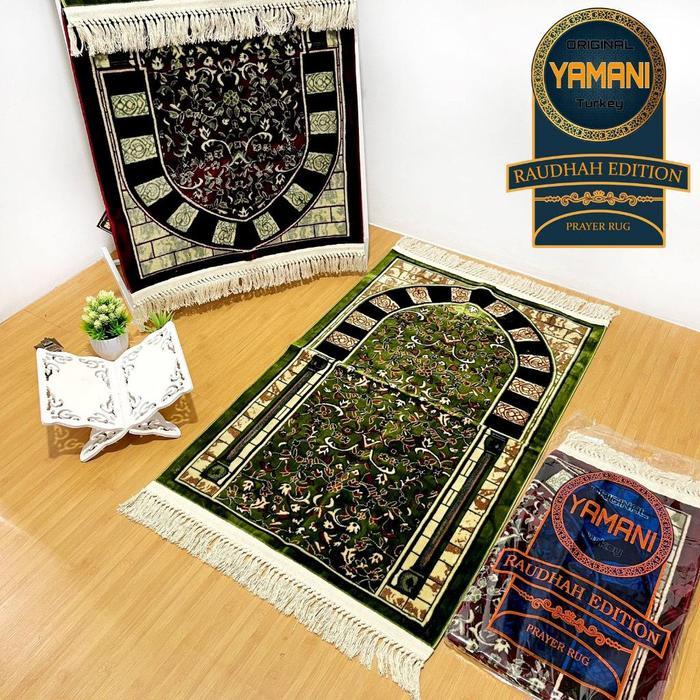 Sajadah Karpet Turkiye Premium Rawdah Karpet Super Tebal Rumbai Kuncir Ada Plastik ((DISKON))