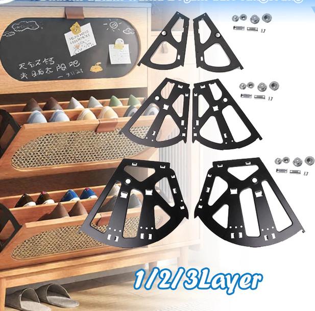 2pcs Engsel Rak Sepatu Putar Bracket Shoes Drawer Cabinet Hinges Kipas Rak Sepatu Susun Besi Hitam