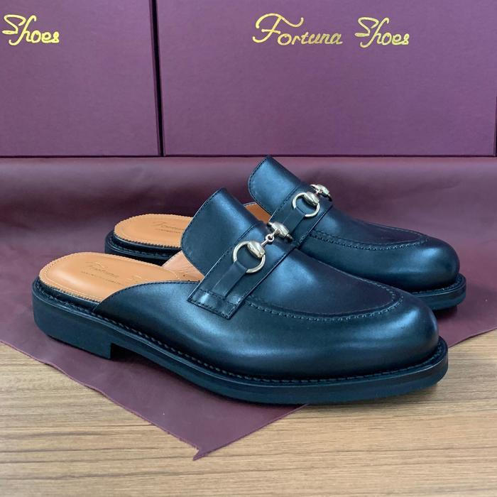 Fortuna Shoes Sandal Kulit Pria Cassual Mules - Gumlite Vibram Sole
