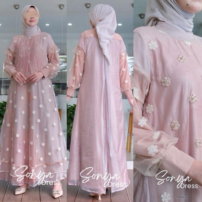 SONYA Dress Premium BY ERRA Seri 6 Warna Tulle Embroidery Summer Crush Handmade Payet Babydoll Arman