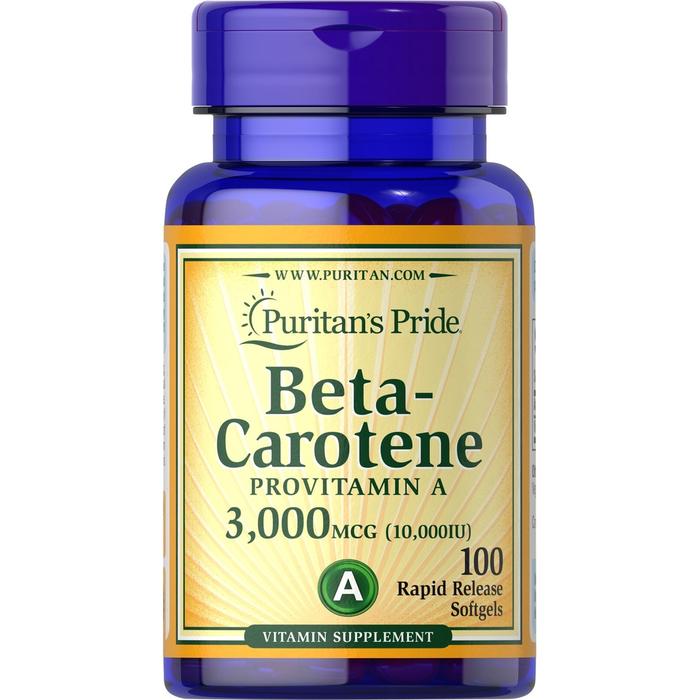 PURITANS PRIDE BETA-CAROTENE PRO VITAMIN A 3000 MCG 10000 IU 100 SOFTGELS ORIGINAL USA #1520